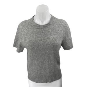 Abercrombie & Fitch Women's Gray Wool Knit Short Sleeve T-Shirt Sweater Top Sz S